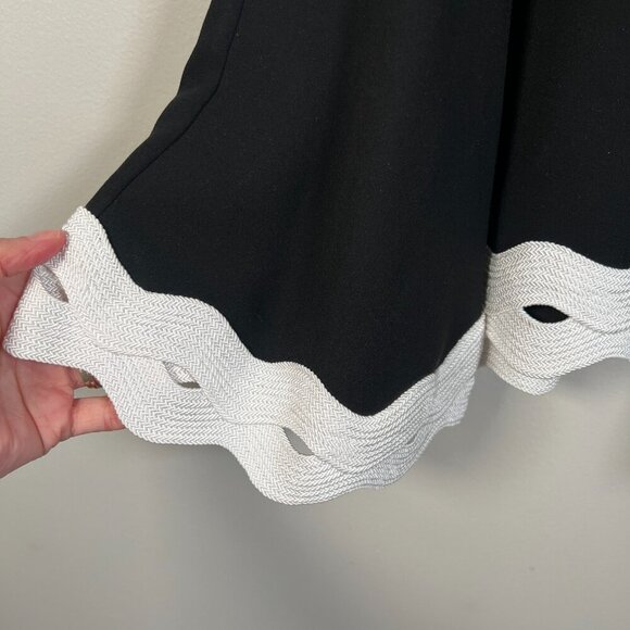 Jonathan Simkhai A-line Skirt Size 4 Black Embroidered Trim Work Office Career - Picture 5 of 8